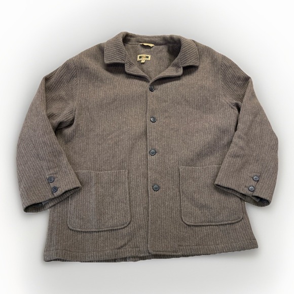 Joseph Abboud Mens XL Jacket Brown Wool Corduroy Cardigan Shacket Italy